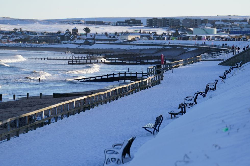 Snow covered Aberdeen's beach front earlier this week\u200b