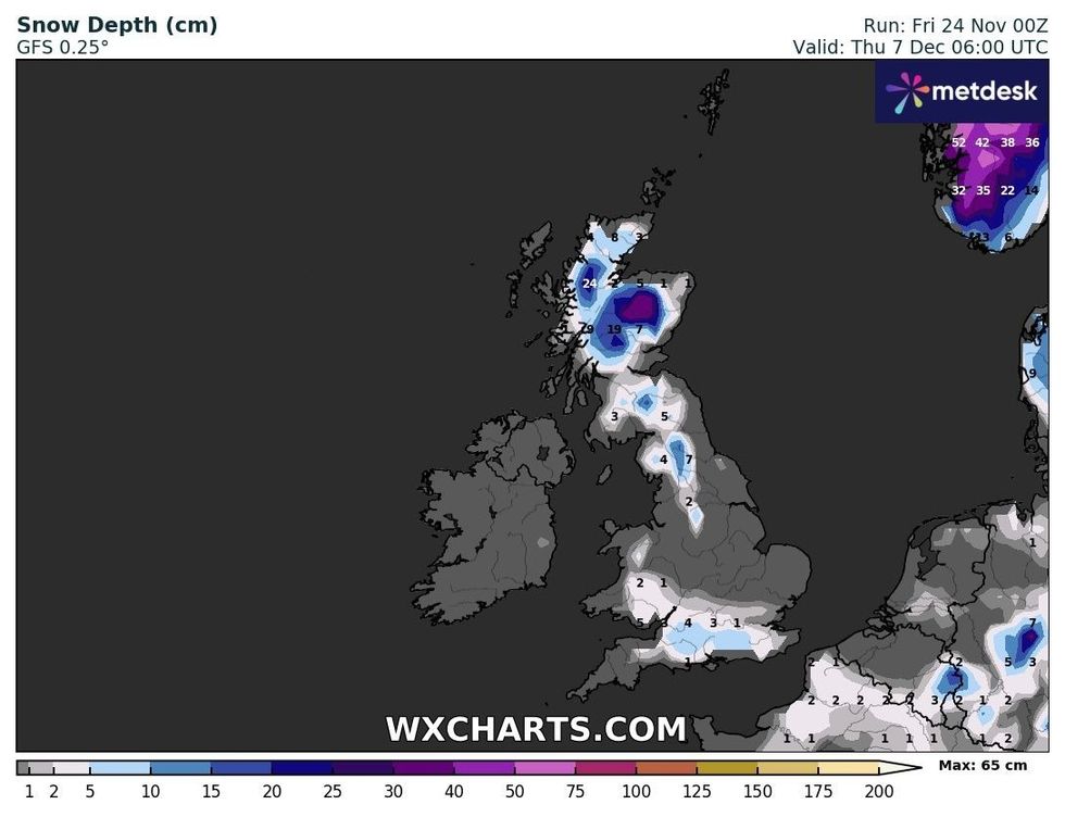 Snow depth could exceed 30 centimetres in Scotland