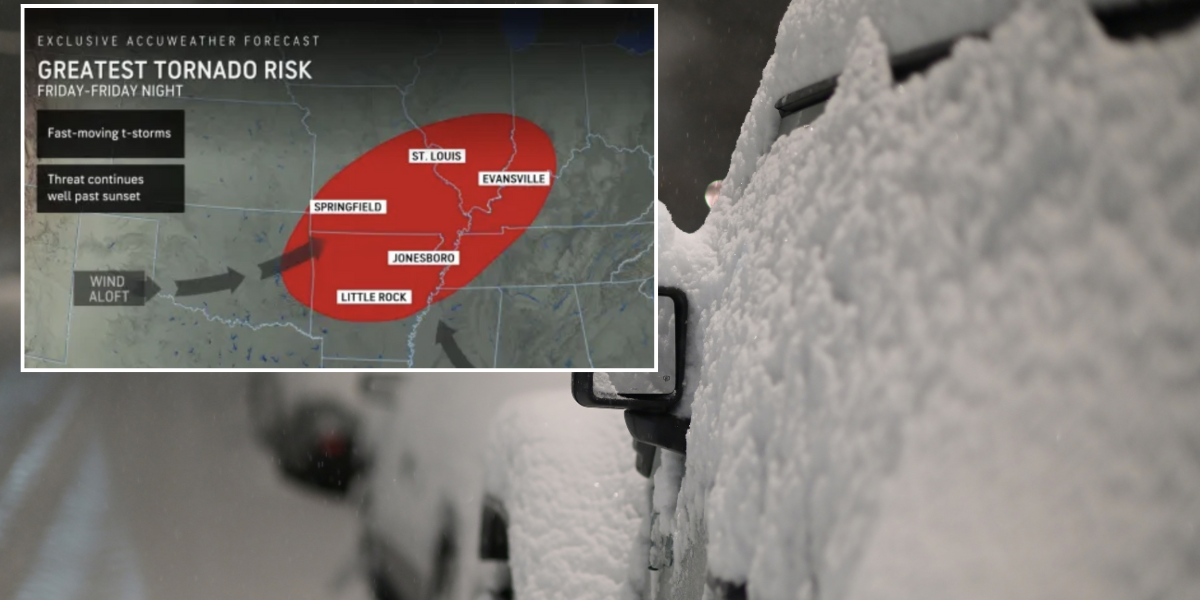 NextImg:US weather: Tornado snow blitz threatens 100 million Americans with 'most severe' storm outbreak so far this year
