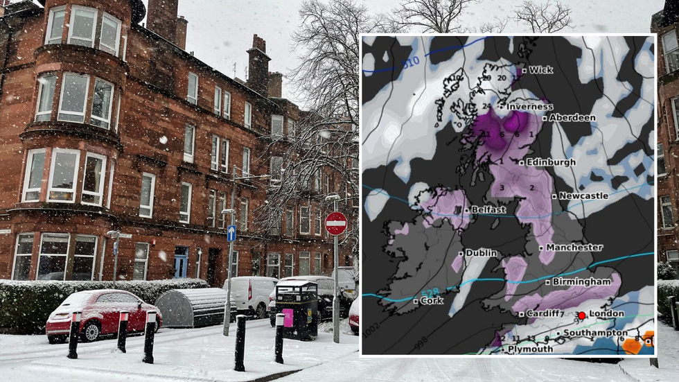Snow in Edinburgh/WX Charts map