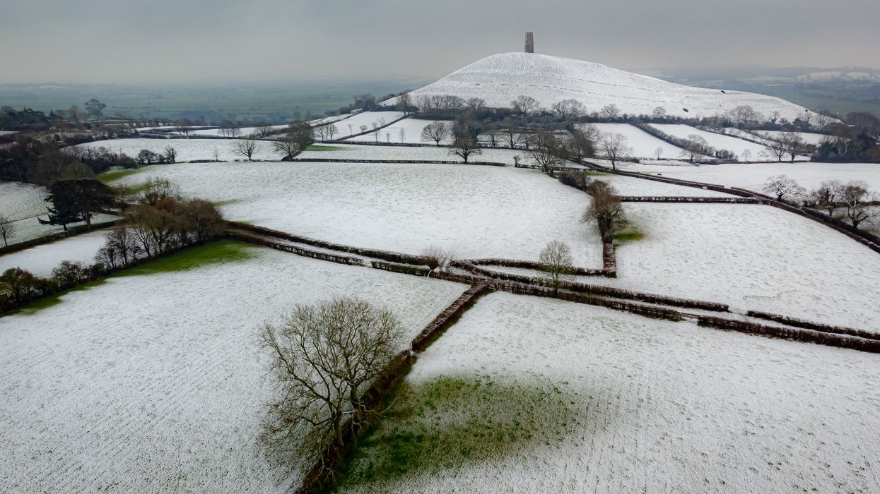 Snow in Glastonbury Tor