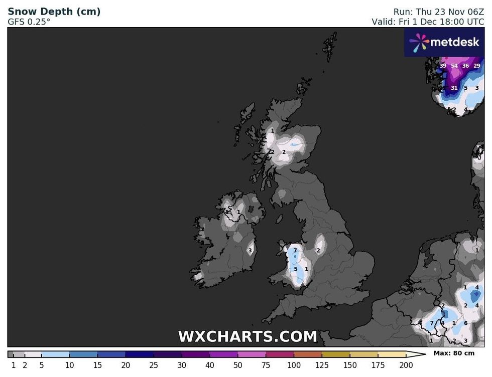 Snow is expected on December 1