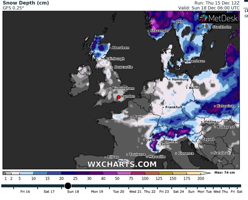 Snow is forecast to fall across much of the UK this weekend