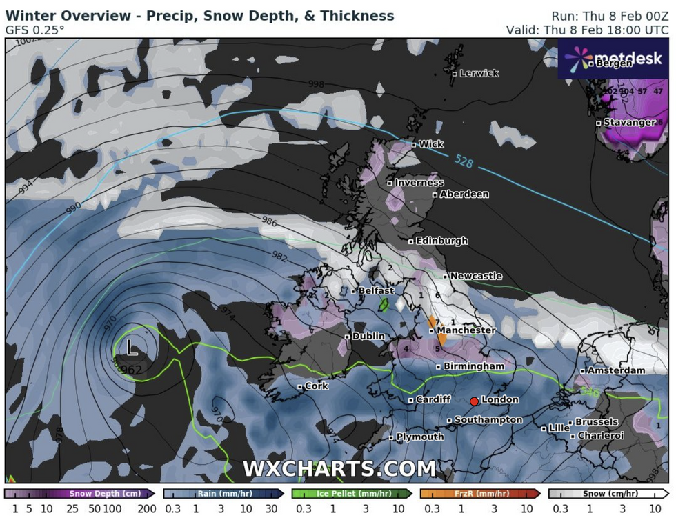 Snow is set to hit large parts of the UK today\u200b