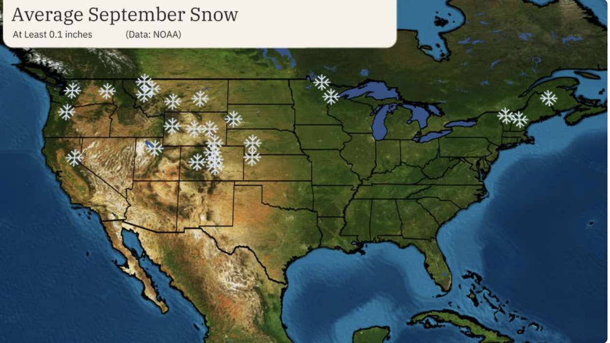 Snow over nothern US states
