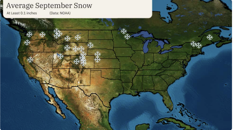 Snow over nothern US states