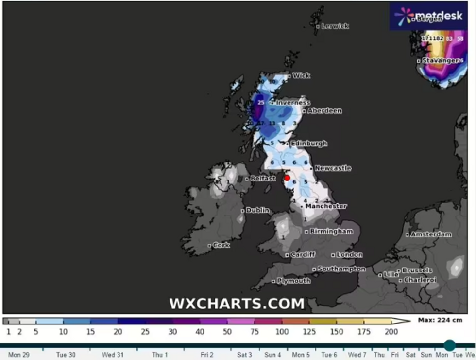 Snow prediction for February 13