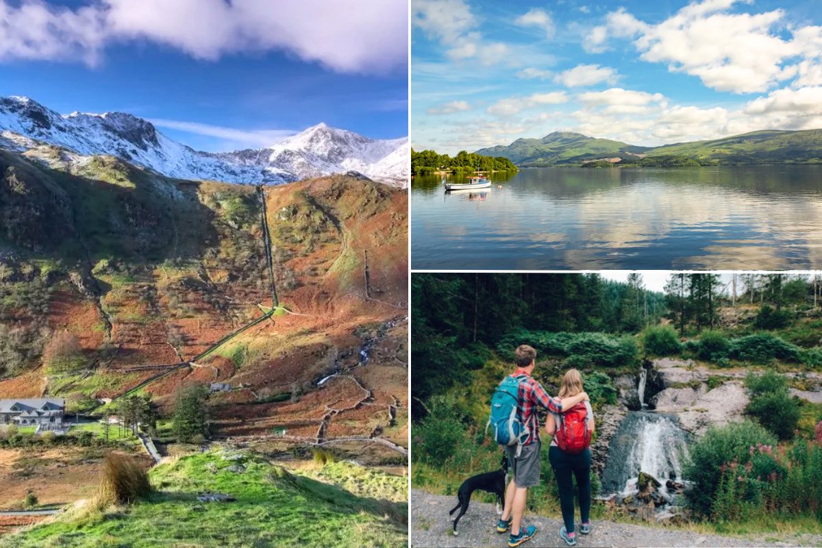 Snowdonia / Loch Lomond with Ben Lomond in background / couple at Hafren Forest