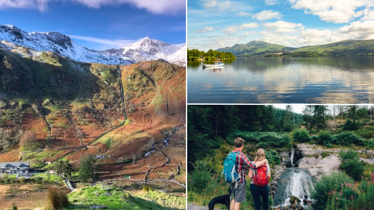 Snowdonia / Loch Lomond with Ben Lomond in background / couple at Hafren Forest