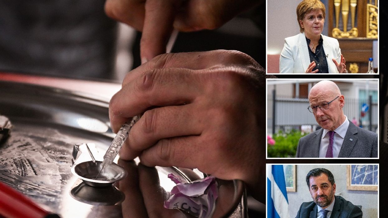SNP's Nicola Sturgeon, John Swinney, Humza Yousaf and a heroin needle