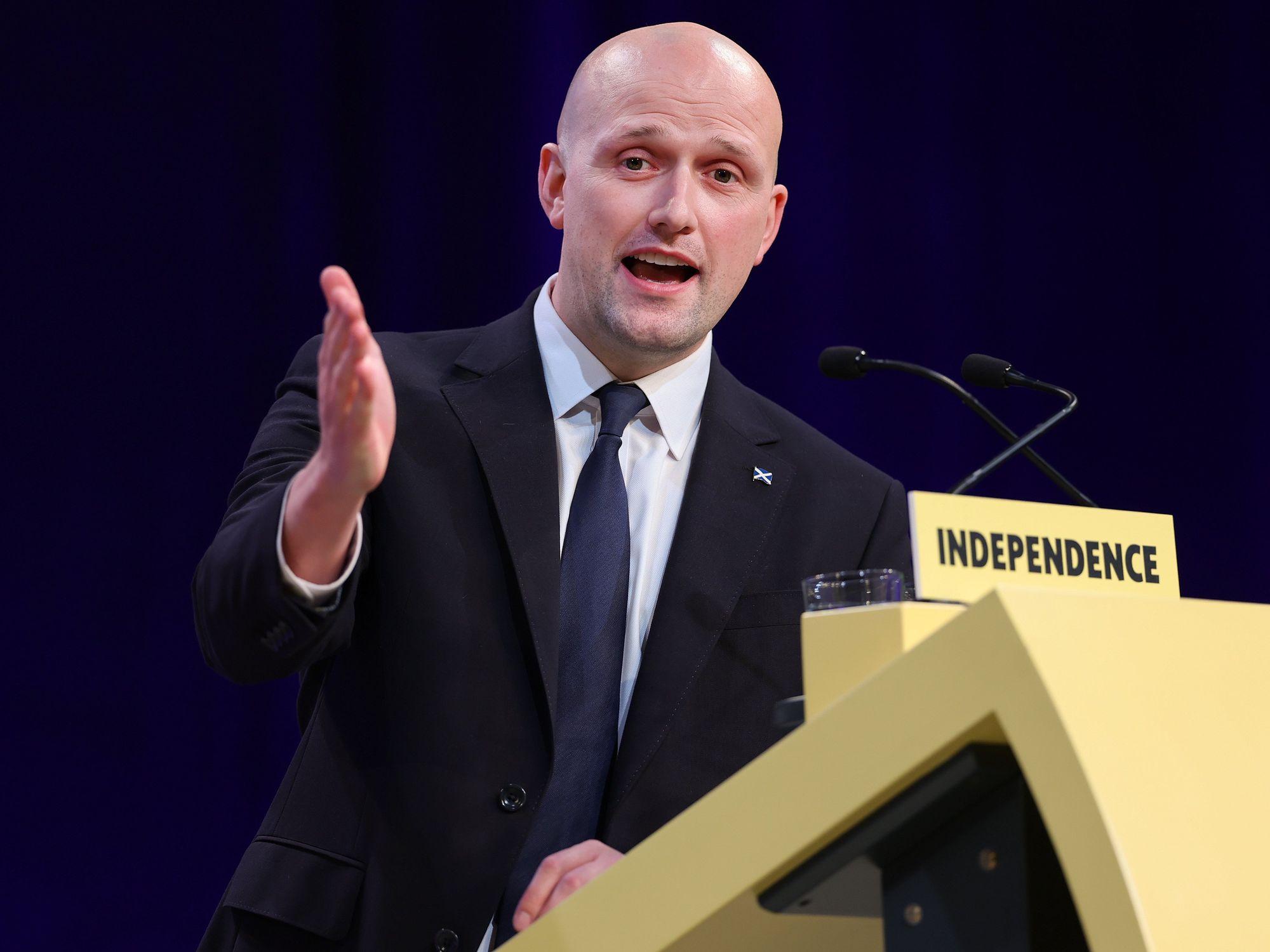 SNP Westminster Leader Stephen Flynn speaking at the 2025 party confrence