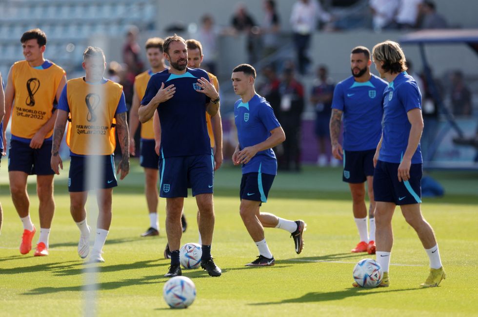 Soccer Football - FIFA World Cup Qatar 2022 - England Training - Al Wakrah SC stadium, Al Wakrah, Qatar - November 24, 2022 England manager Gareth Southgate during training REUTERS/Paul Childs