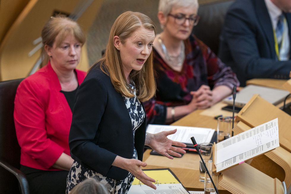 Social Justice Secretary Shirley Anne-Somerville makes a statement in the main chamber of the Scottish Parliament