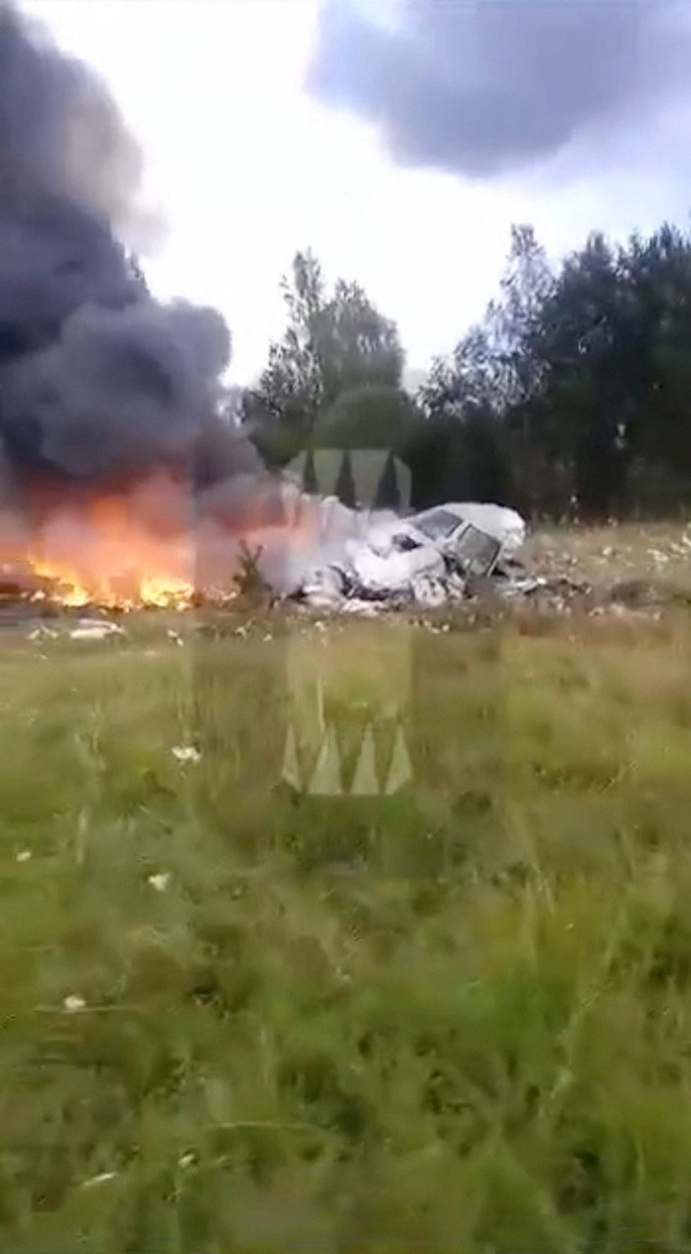 Social media footage showing the crashed jet