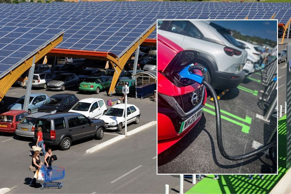 Solar canopy car park and an electric vehicle charging