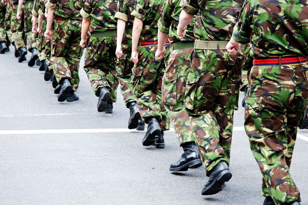 Soldiers marching