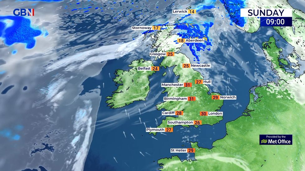 Some outbreaks of rain will affect northern parts of the country.