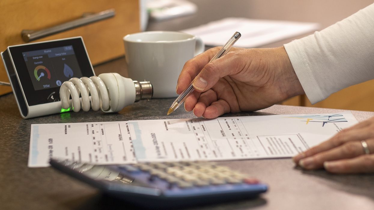 Someone filling out an energy form