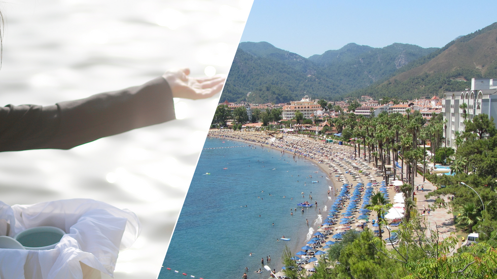 Someone spreading ashes (stock)/Marmaris beach