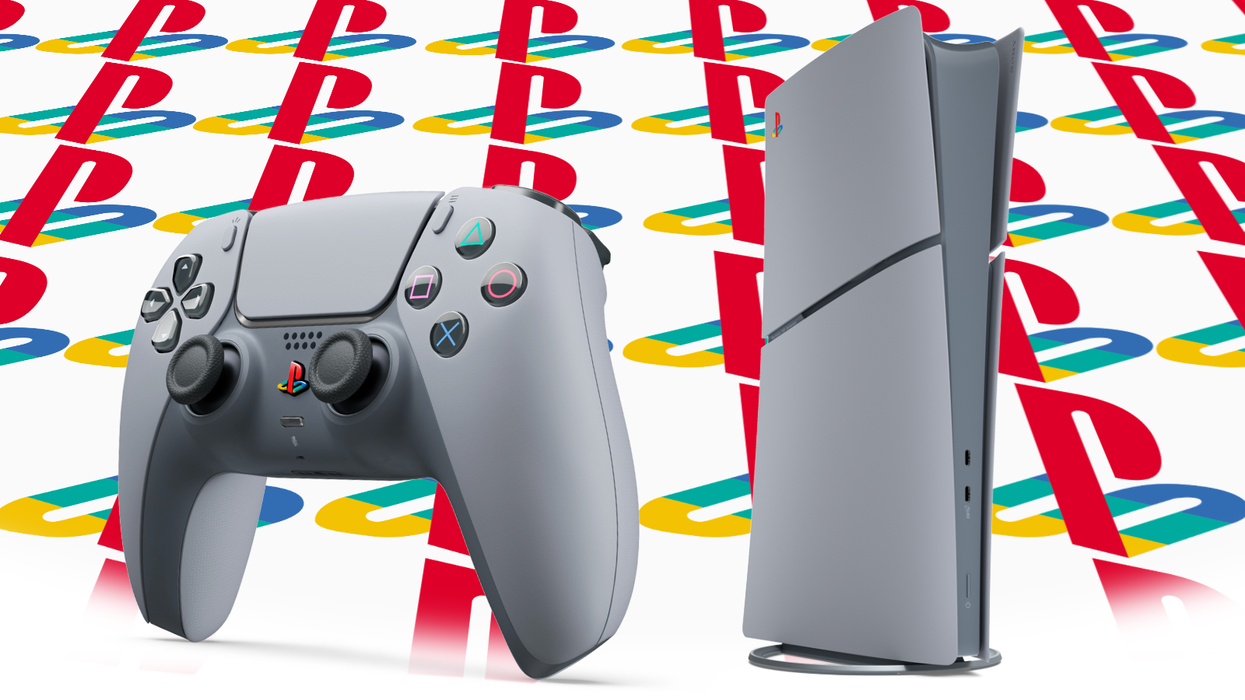 sony playstation 5 console and controller with nostalgic design