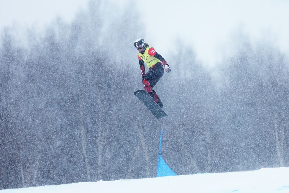 Sophie Hediger of Team Switzerland competes during the Snowboard Mixed Team Cross Quarterfinals