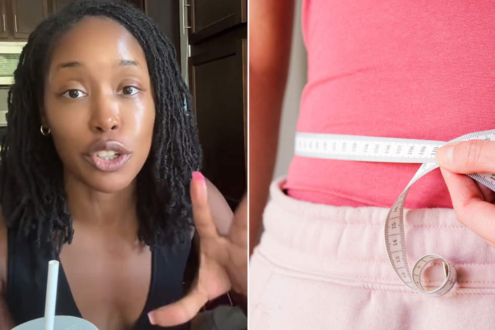 Soraya talking to followers; woman with a tape measure around her waist