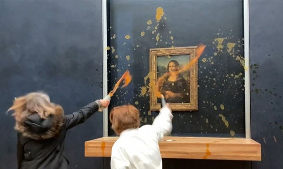 Soup being thrown at the Mona Lisa