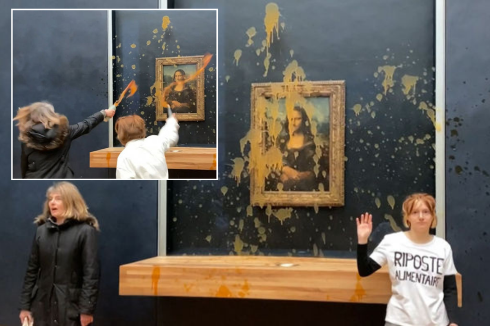 Soup being thrown at the Mona Lisa