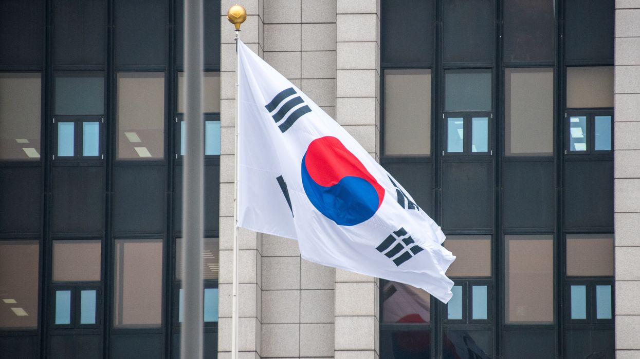 SOUTH KOREA FLAG AND LANDSCAPE