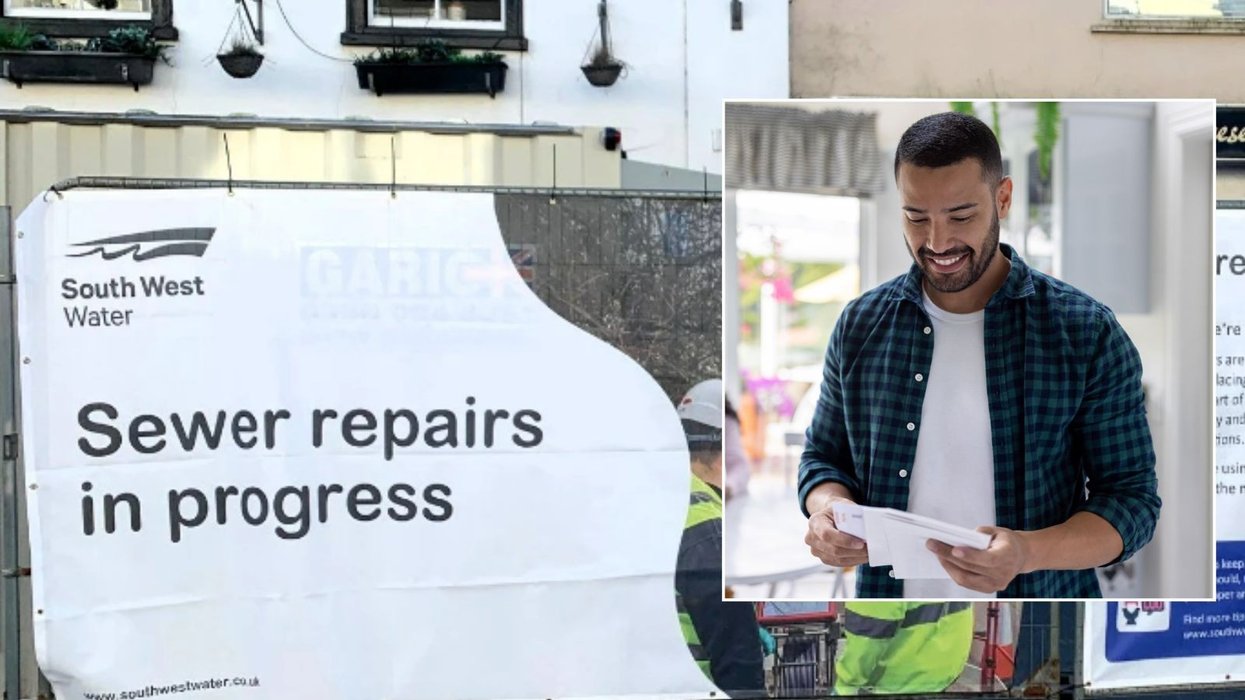 South West Water logo/man with cheque