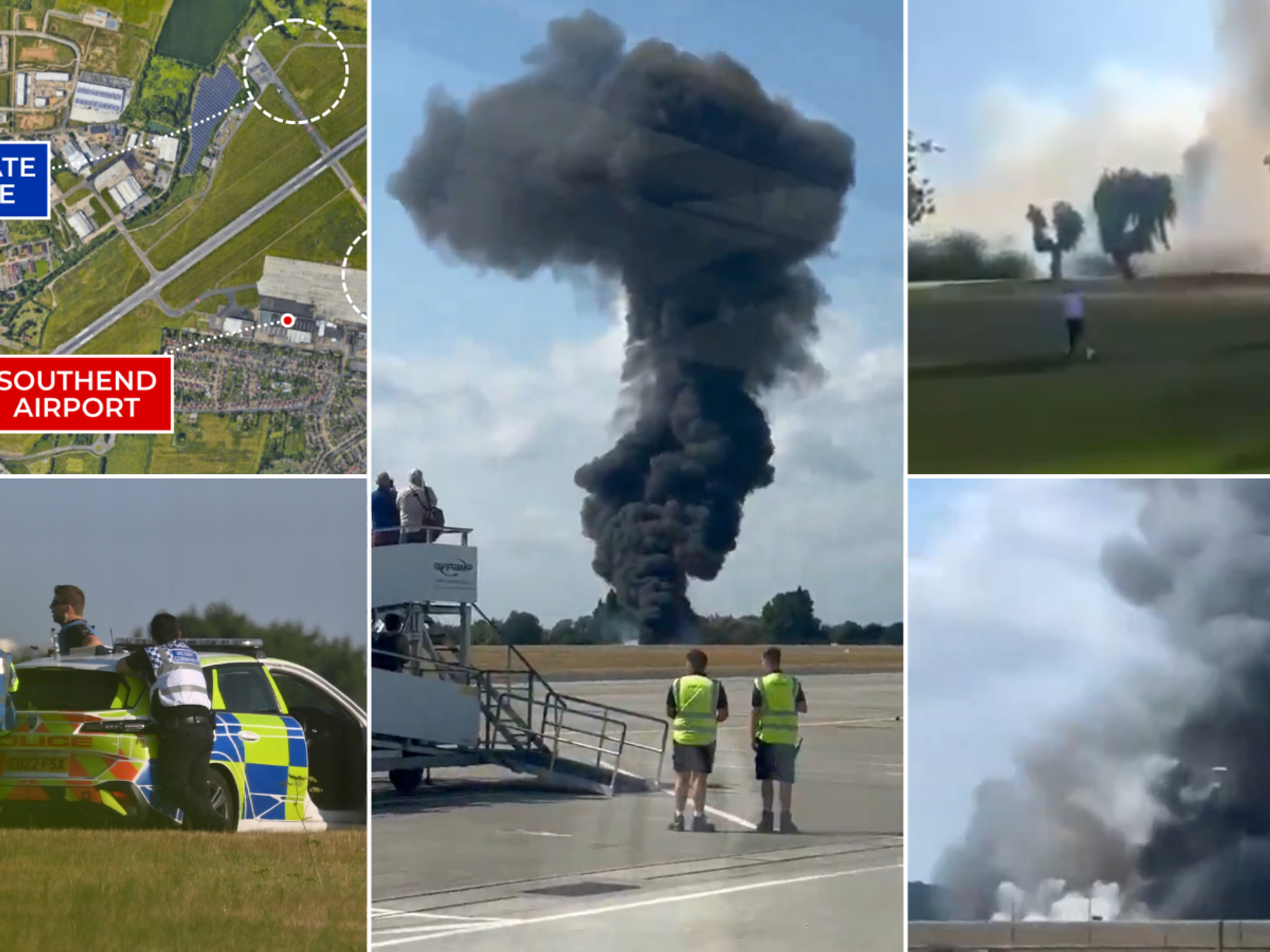 Southend Airport crash collage