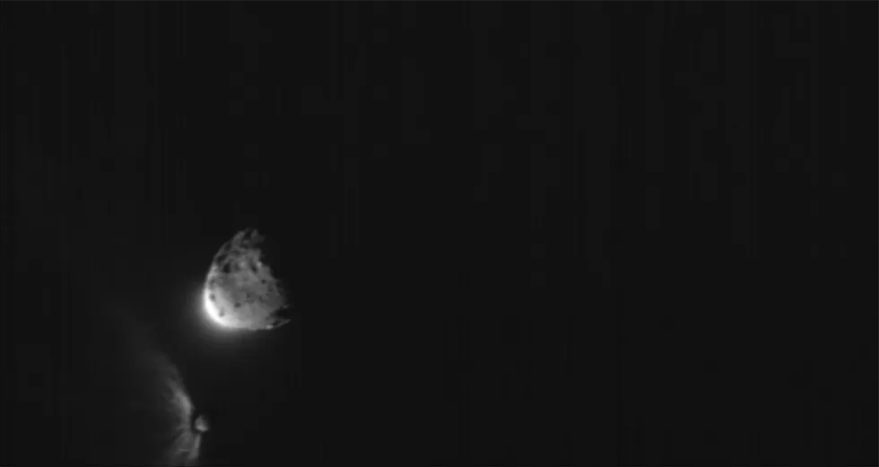 Spacecraft hitting asteroid