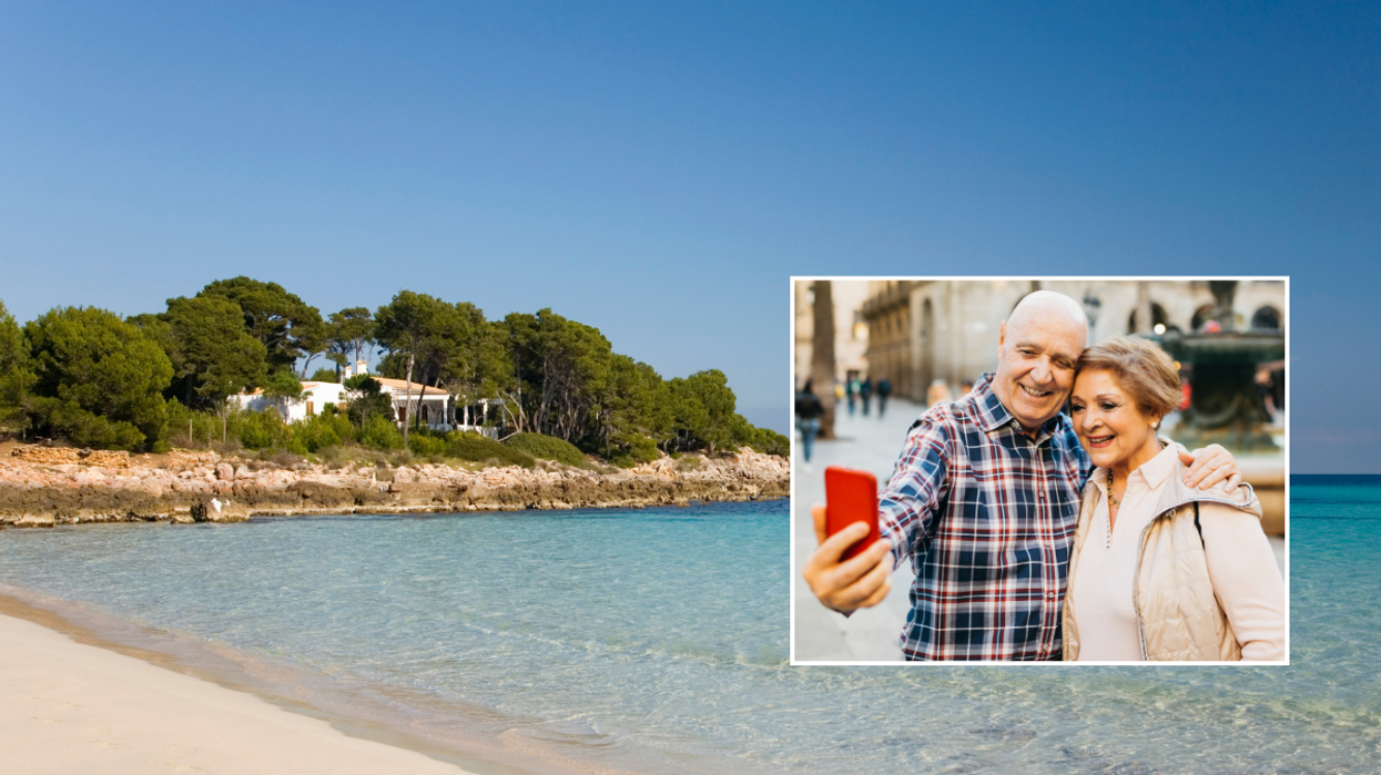 Spain tourists taking selfie