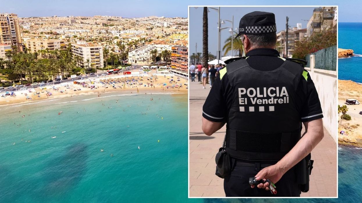 spanish police guard and torrevieja landscape