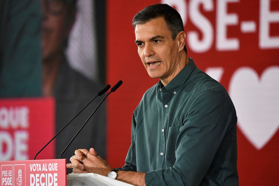 Spanish Prime Minister Pedro Sanchez delivers a speech