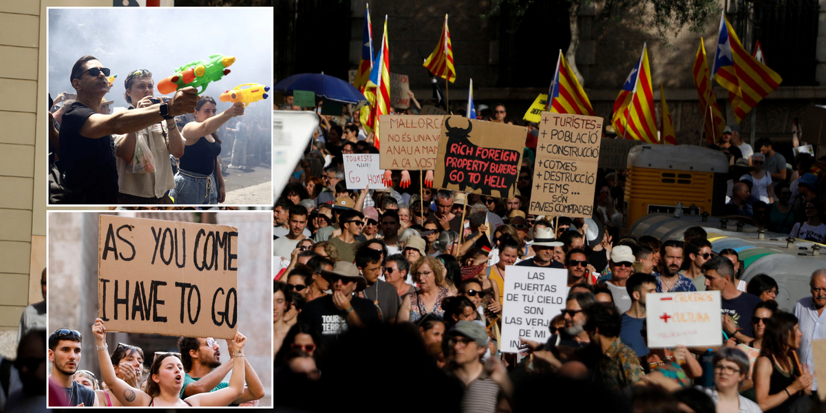 NextImg:Anti-tourism protesters march through Spanish hotspot as they demand Britons 'go home'