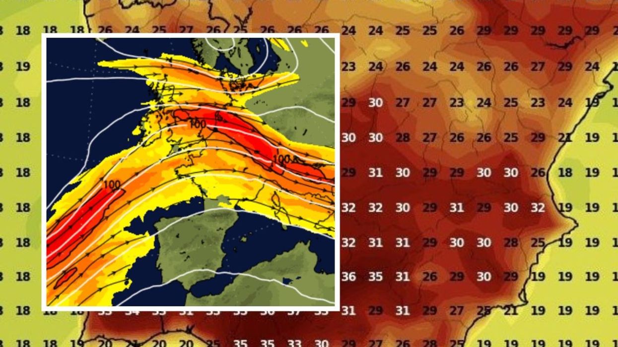 Spanish weather with inset image of UK jet stream