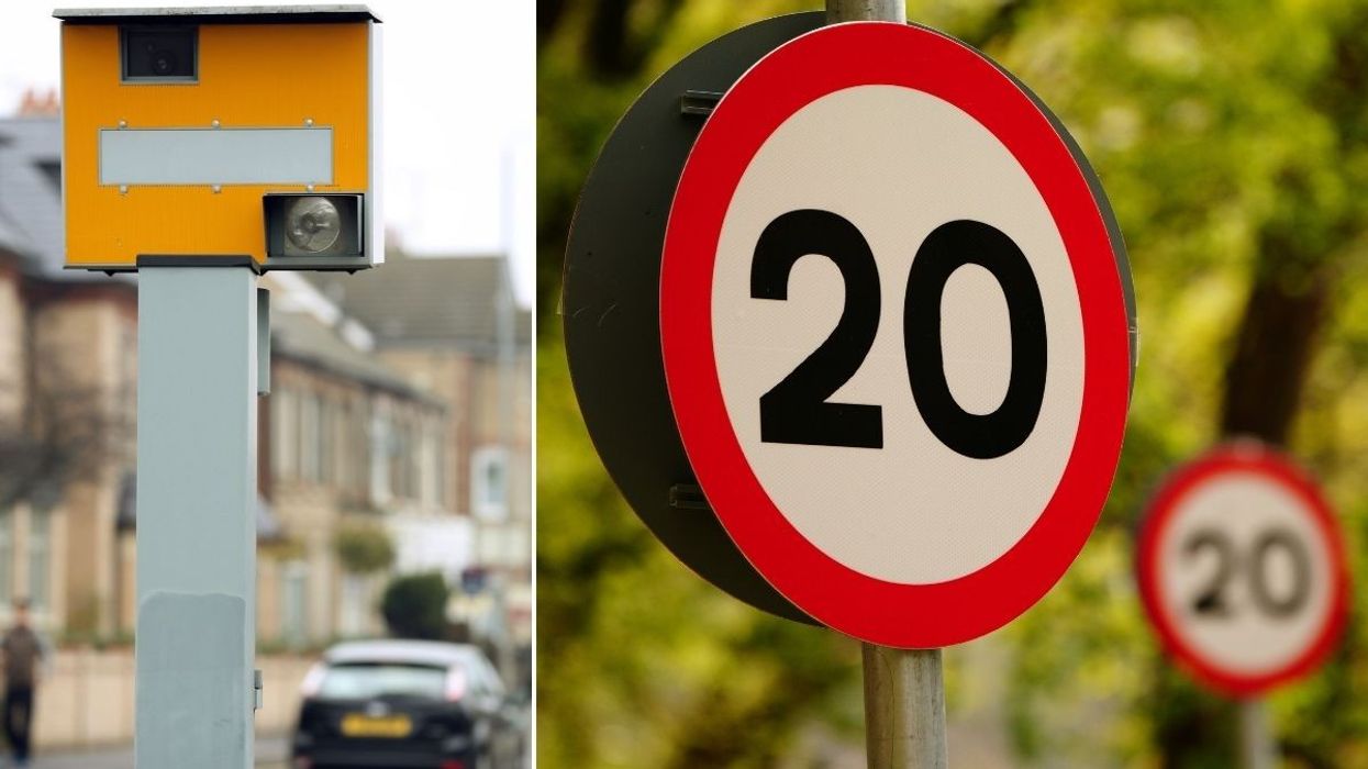 Speed camera and a 20mph speed limit sign