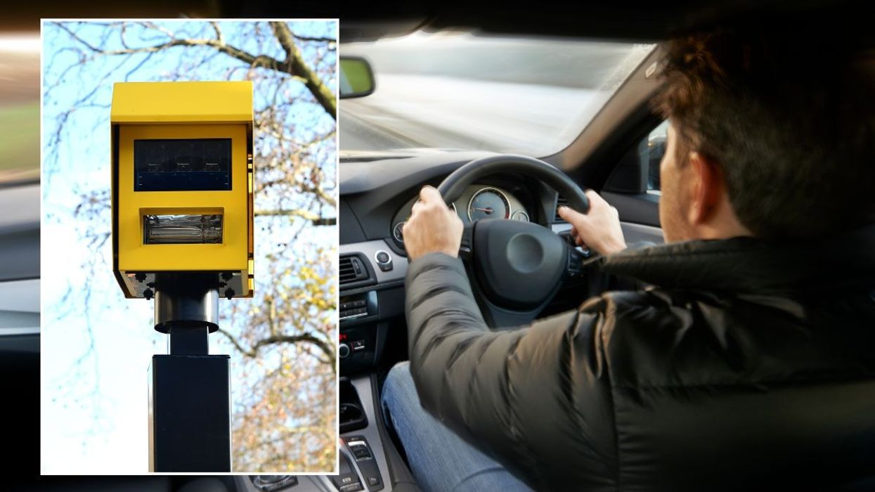 Speed camera and a man driving