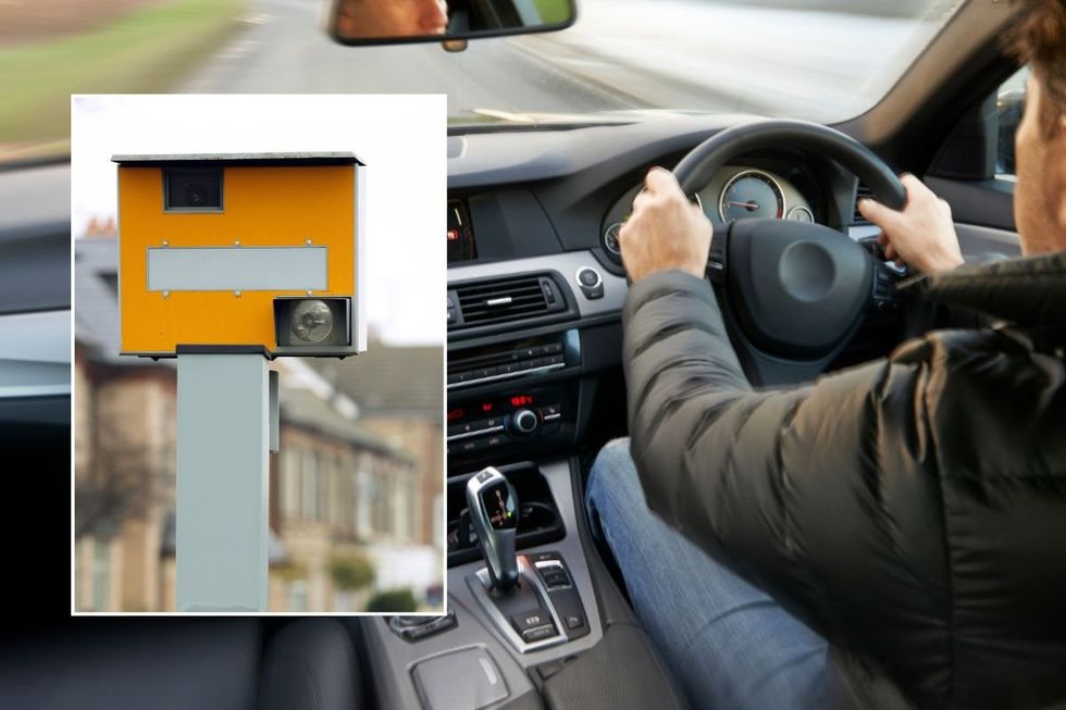Speed camera and a person driving a car