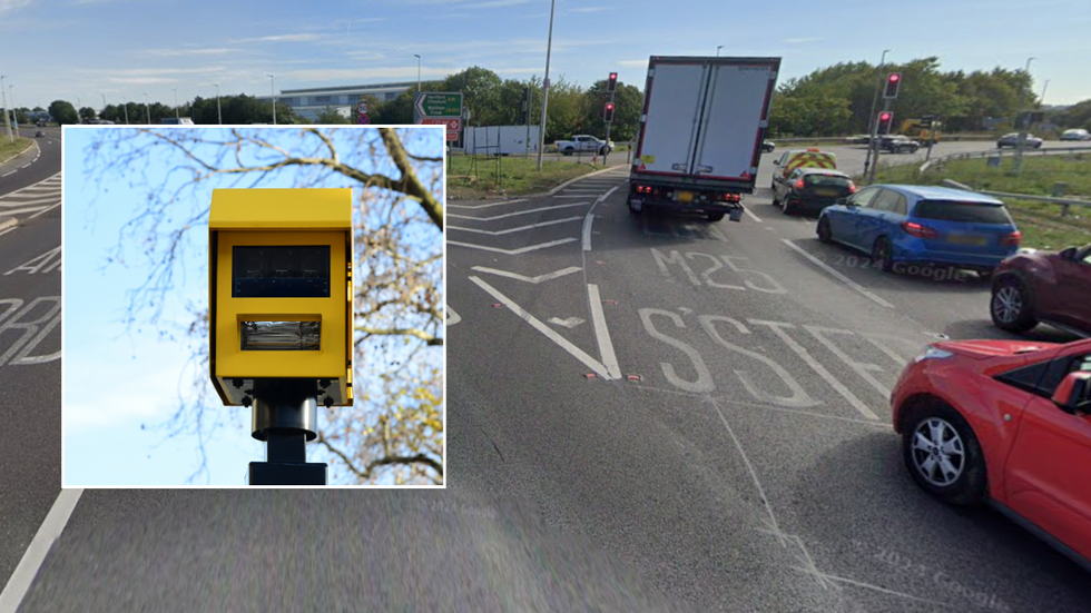 speed camera and shot of A10 road in London