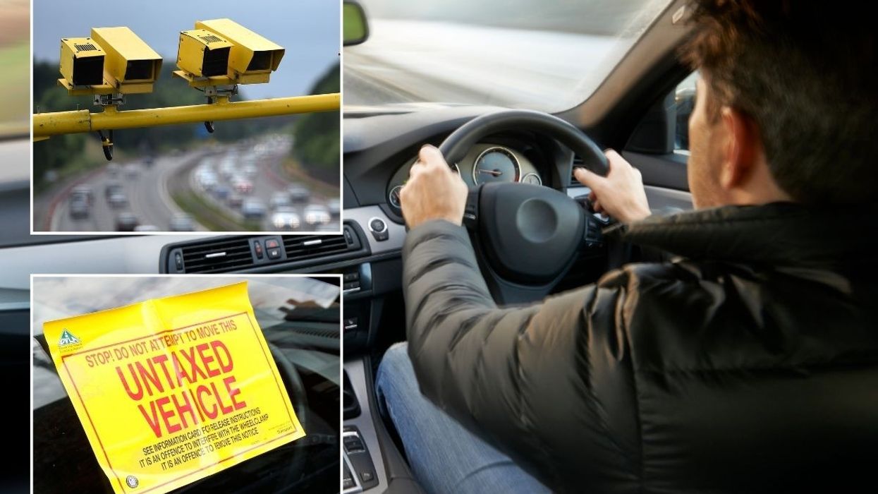 Speed cameras, an untaxed car and a man driving a car