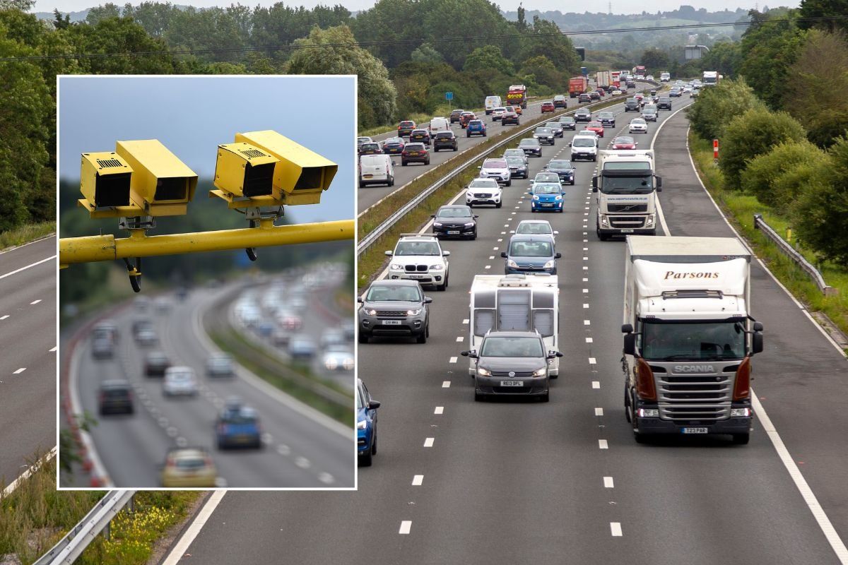 Speed cameras and a busy motorway