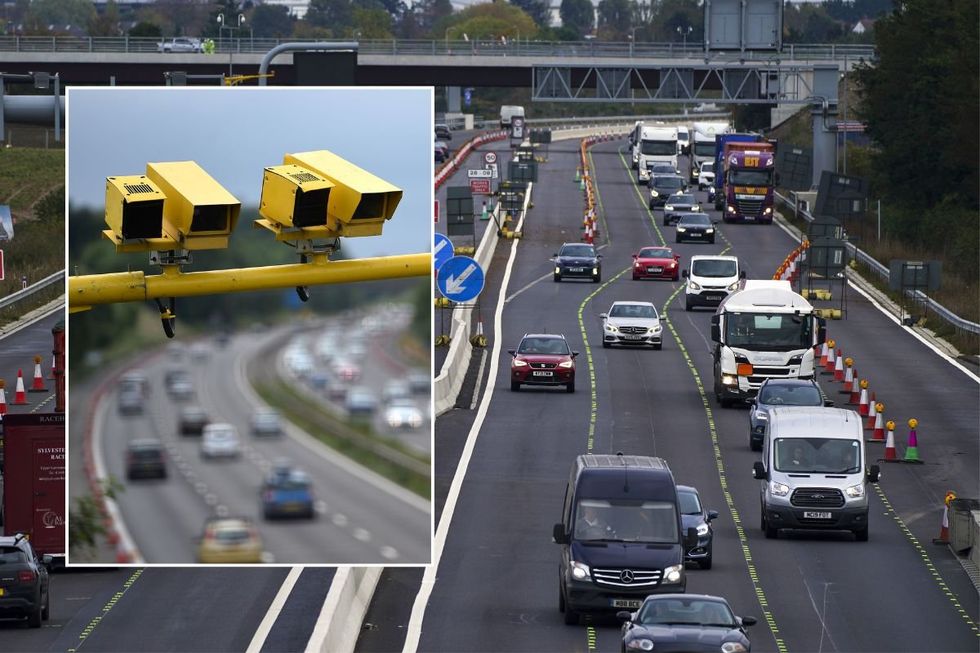 Speed cameras and a busy motorway