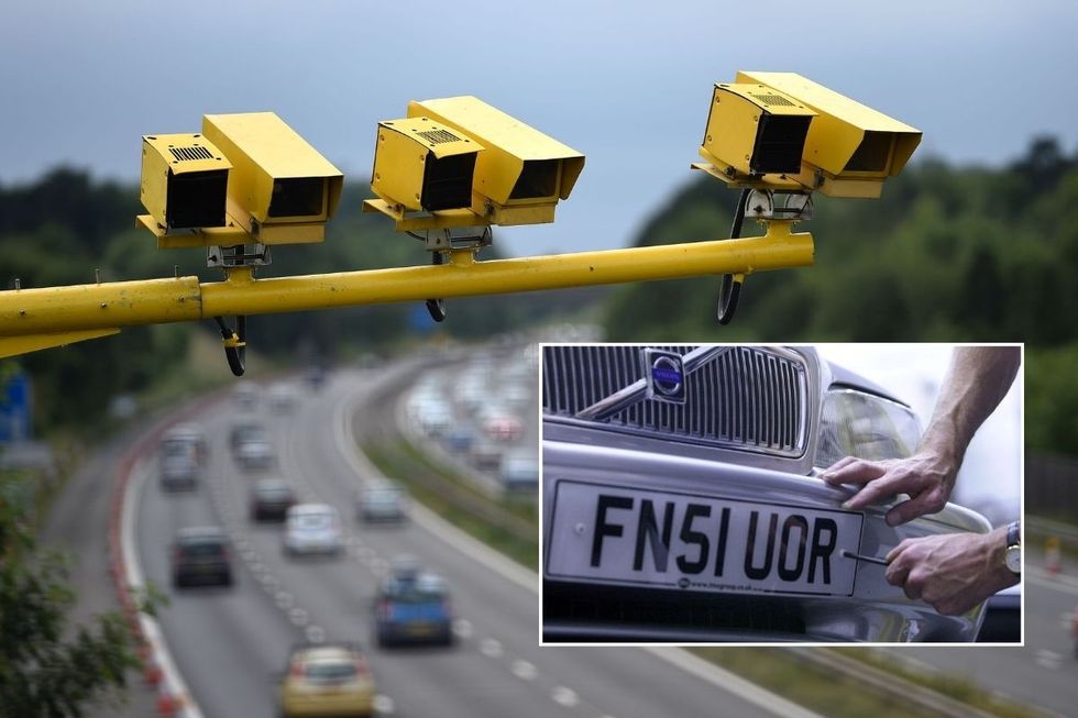 Speed cameras and a number plate