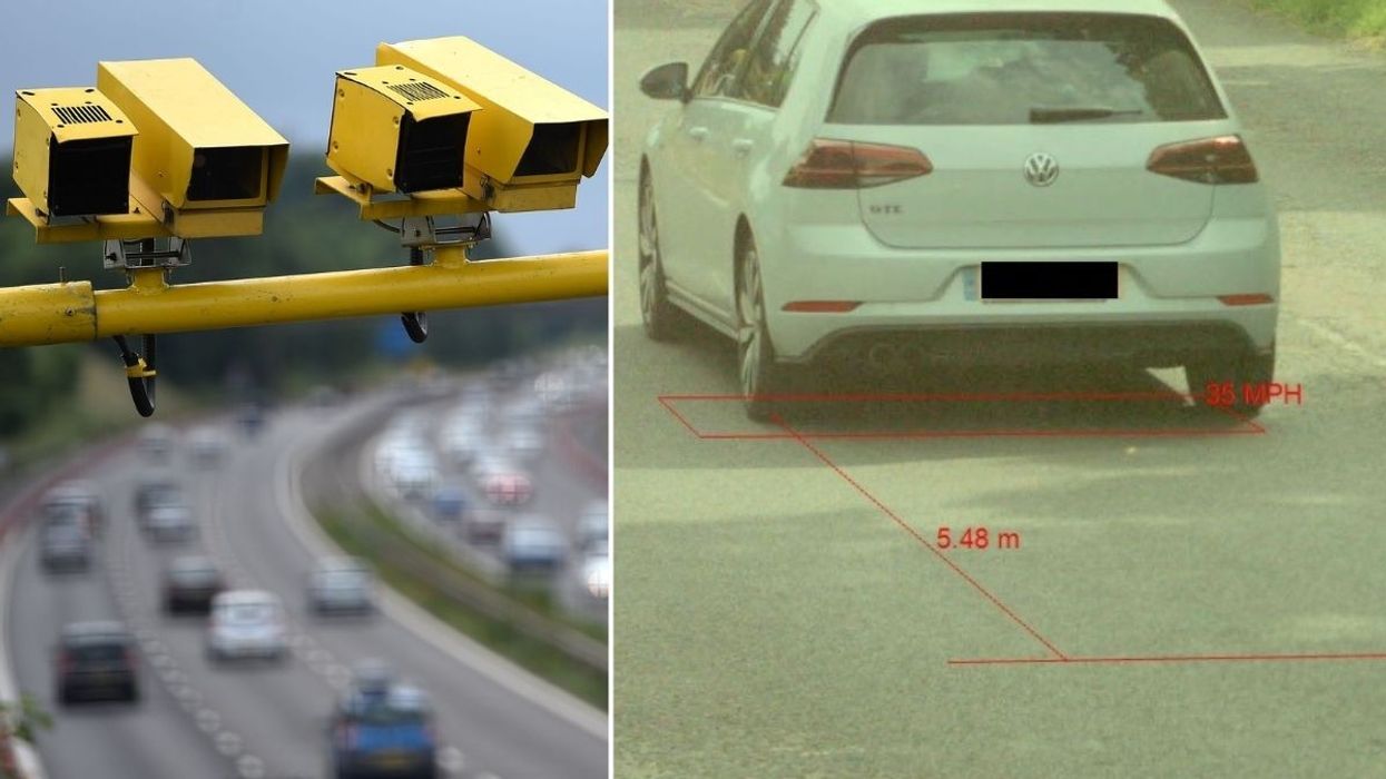 Speed cameras and a speeding vehicle
