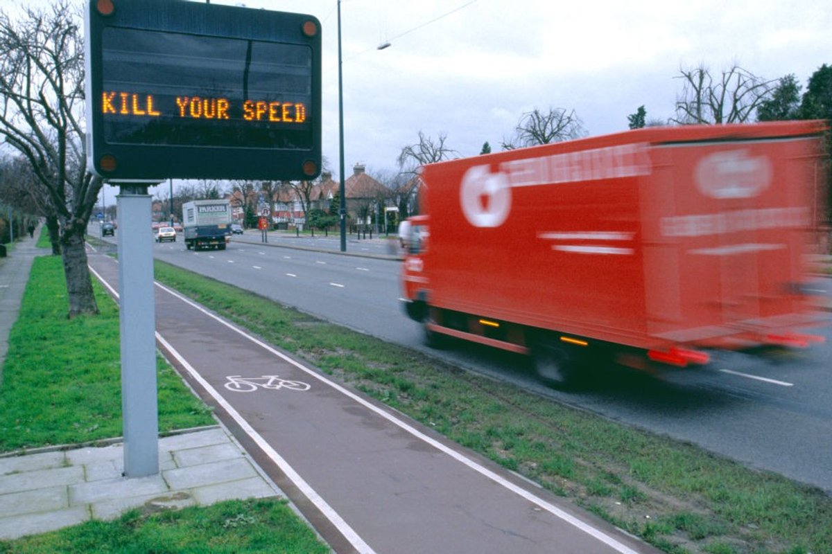 Speeding HGV on a road