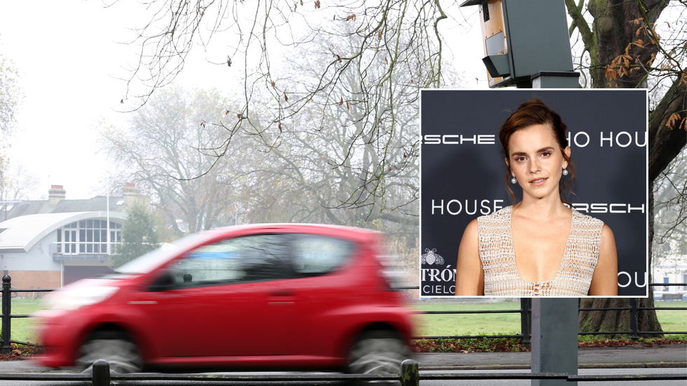 Speeding vehicle and Emma Watson
