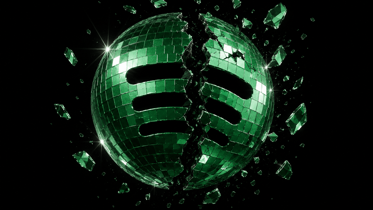 Spotify 20th anniversary logo cracked down the middle