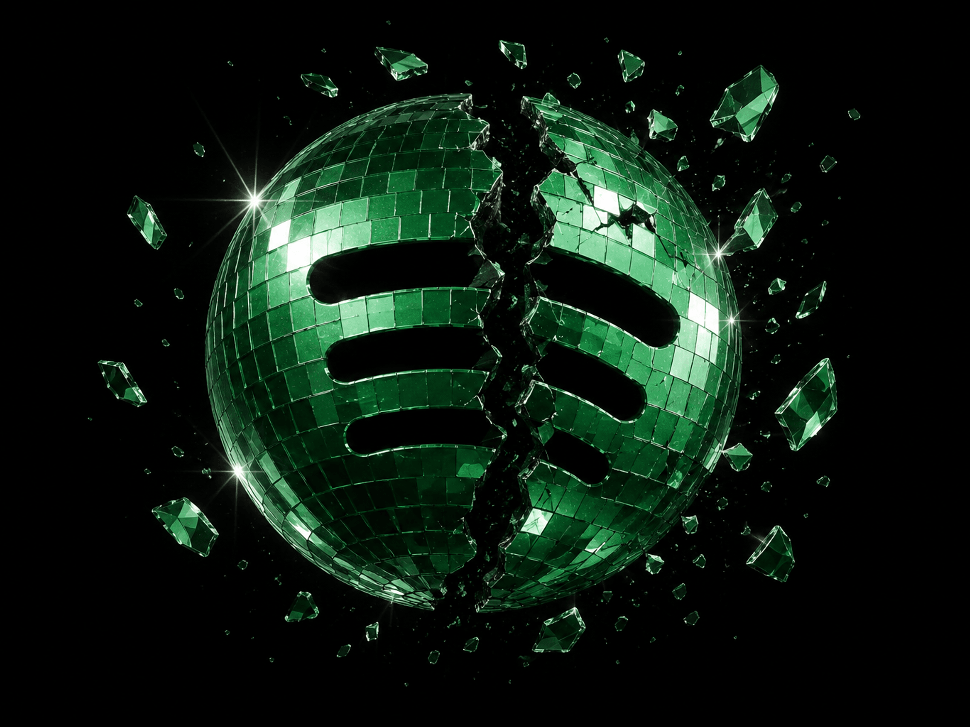 Spotify 20th anniversary logo cracked down the middle